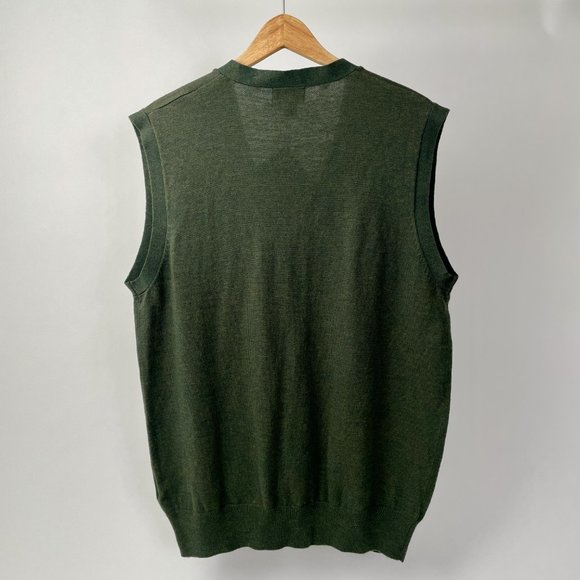 Arnold Palmer Washable Wool Blend Button Up Vest, Forest Green, Size M - Picture 3 of 16